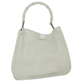 GUCCI Mesh Bamboo Shoulder Bag Leather White 001 5577 3444 Auth bs10346 White