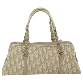 Christian Dior-Christian Dior Romantic Chain Hand Bag PVC Beige Auth hk921-Beige