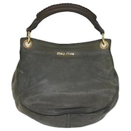 Miu Miu-Miu Miu Hand Bag Leather 2way Gray Auth hk946-Grey
