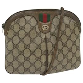 Gucci-GUCCI GG Supreme Web Sherry Line Shoulder Bag PVC Leather Beige Red Auth yk9505-Red,Beige