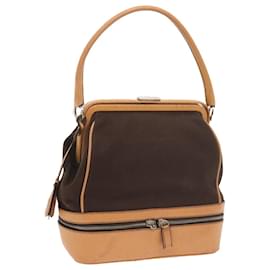 Prada-PRADA Hand Bag Canvas Brown Auth 60605-Brown