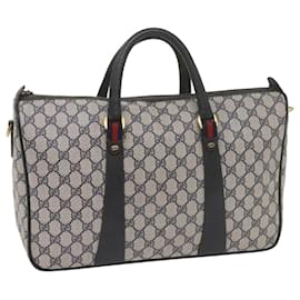 Gucci-GUCCI GG Supreme Sherry Line Boston Bag PVC Leather Red 39 02 041 auth 61035-Red,Navy blue
