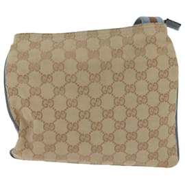 Gucci-GUCCI GG Canvas Sherry Line Umhängetasche Braun Hellblau 146309 Auth ki3847-Braun,Beige,Hellblau