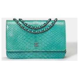 CHANEL Wallet on Chain bag in Blue Python - 101610 Blue