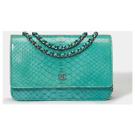 Sac CHANEL Wallet on Chain en Python Bleu - 101610 Bleu