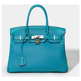 Hermès-Bolsa HERMES BIRKIN 30 em couro azul - 101624-Azul