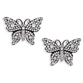 Gucci-Gucci Kristallverzierte Schmetterlingsohrringe in Silber-Silber