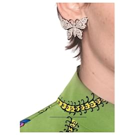 Gucci-Boucles d'oreilles papillon ornées de cristaux Gucci en argent-Argenté