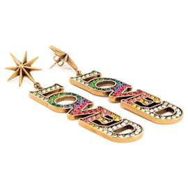 Gucci-GUCCI RAINBOW CRYSTAL LOVED Drop Earrings-Multicolore