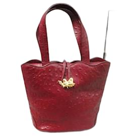 Autre Marque-sac à main Renouard en cuir d'autruche-Rouge