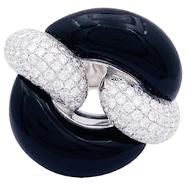 Victoria Casal-Victoria Casal Ring, WHITE GOLD, onyx and diamonds.-Other
