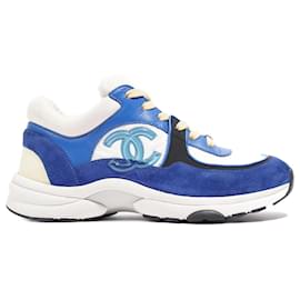 Chanel-Chanel CC Runner Blue / White Suede EU 38 Uk 5-Blue