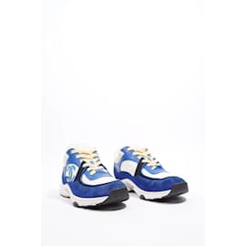 Chanel-Chanel CC Runner Blue / White Suede EU 38 Uk 5-Blue