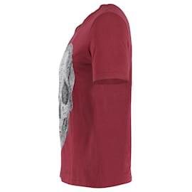 Alexander Mcqueen-Alexander McQueen Skull Print T-Shirt in Burgundy Cotton-Red,Dark red