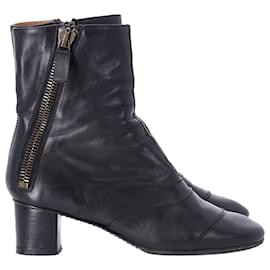 Chloé-Chloe Side Zip 50mm Ankle Boots in Black Leather-Black