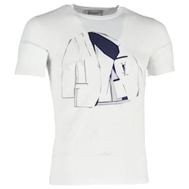 Yves Saint Laurent-Camiseta estampada con cuello redondo de algodón blanco de Saint Laurent-Blanco