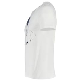 Yves Saint Laurent-Camiseta Saint Laurent com gola redonda estampada em algodão branco-Branco