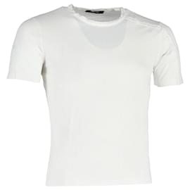 Versace-Versace Camiseta lisa com gola redonda em algodão branco-Branco