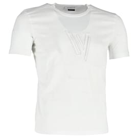Versace-Camiseta Versace Logo Crewneck em algodão branco-Branco