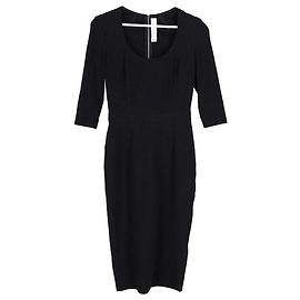 Victoria Beckham Bleistift-Midikleid aus schwarzer Polyester-Viskose Schwarz