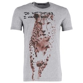 Dolce & Gabbana Camiseta con estampado de guepardo en algodón gris Gris