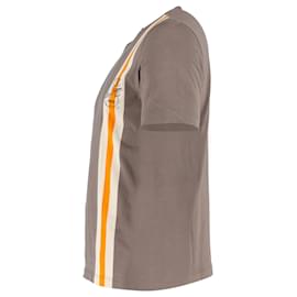 Louis Vuitton-Louis Vuitton Stripe Detail T-Shirt in Brown Cotton-Brown