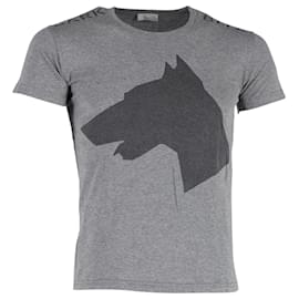 Christian Dior-Christian Dior Dark Bite Dog T-shirt graphique en coton gris-Gris