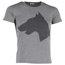 Christian Dior-Christian Dior Dark Bite Dog T-shirt graphique en coton gris-Marron