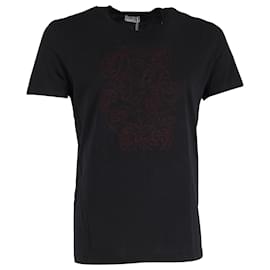 Christian Dior-Christian Dior Rose-Print T-Shirt in Black Cotton-Black
