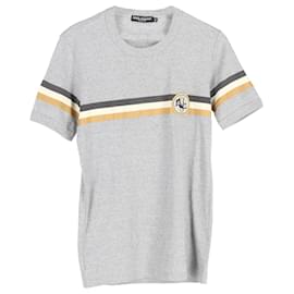 Dolce & Gabbana-Dolce & Gabbana Ski Badge T-Shirt in Grey Cotton-Brown
