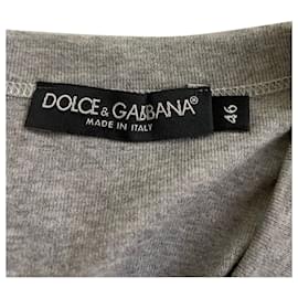 Dolce & Gabbana-Dolce & Gabbana Ski Badge T-Shirt in Grey Cotton-Brown