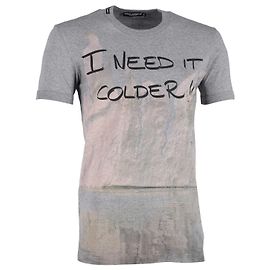Camiseta de condicionamento Dolce & Gabbana "I Need It Colder" em algodão cinza Marrom