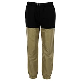 Sacai-Sacai Belted Two Tone Pants in Multicolor Cotton-Multiple colors