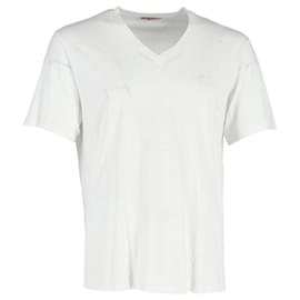 Prada-Camiseta Prada con cuello en V de algodón blanco-Blanco