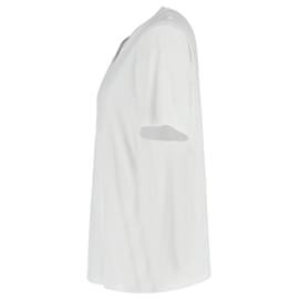 Prada-T-shirt à col en V Prada en coton blanc-Blanc