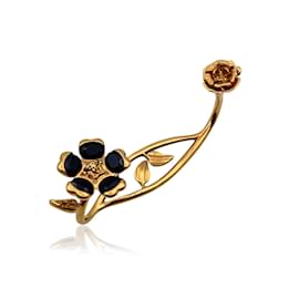 Versace-Gold Metal Garden V-Floral Hand Cuff Bracelet Black-Golden