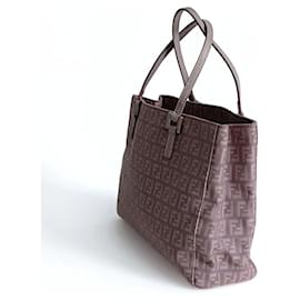 Fendi-Fendi handmade tote bag in lilac Zucchino canvas-Purple