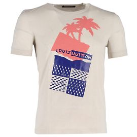 Camiseta Louis Vuitton con logo de palmera en algodón beige Castaño Beige