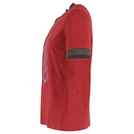 Louis Vuitton-Louis Vuitton Gepäck-Logo-T-Shirt aus roter Baumwolle-Rot