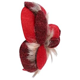 Chanel-Chanel Camelia Brooch in Red Wool-Red