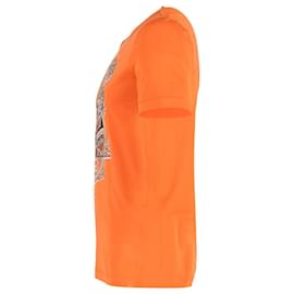 Louis Vuitton-Louis Vuitton Graphic Print T-Shirt in Orange Cotton-Orange