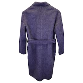 Sandro-Sandro Paris Hampton Belted Coat in Blue Wool-Blue