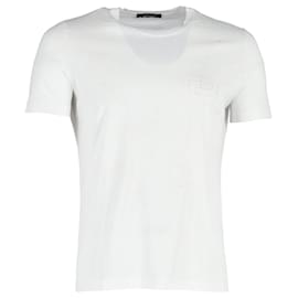 Versace-T-shirt à col rond avec logo Versace en coton blanc-Blanc