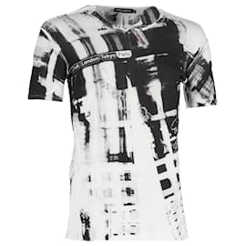 Dolce & Gabbana-Dolce & Gabbana T-shirt à col rond imprimé graphique en coton noir et blanc-Blanc