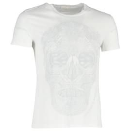 Alexander Mcqueen-Alexander McQueen T-Shirt mit Totenkopf-Print aus weißer Baumwolle-Weiß