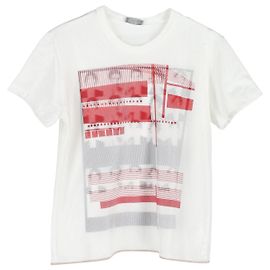 Christian Dior Camiseta de manga corta estampada Dior de algodón blanco Blanco