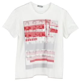 Christian Dior-T-shirt a maniche corte stampata Dior in cotone bianco-Bianco