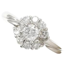 & Other Stories-Platinum Flower Diamond Ring-Silvery