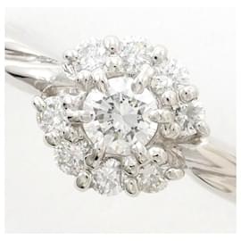 & Other Stories-Platinum Flower Diamond Ring-Silvery