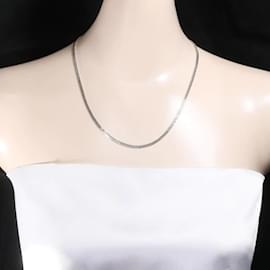 & Other Stories-Platinum Double 6 Side Flat Necklace-Silvery